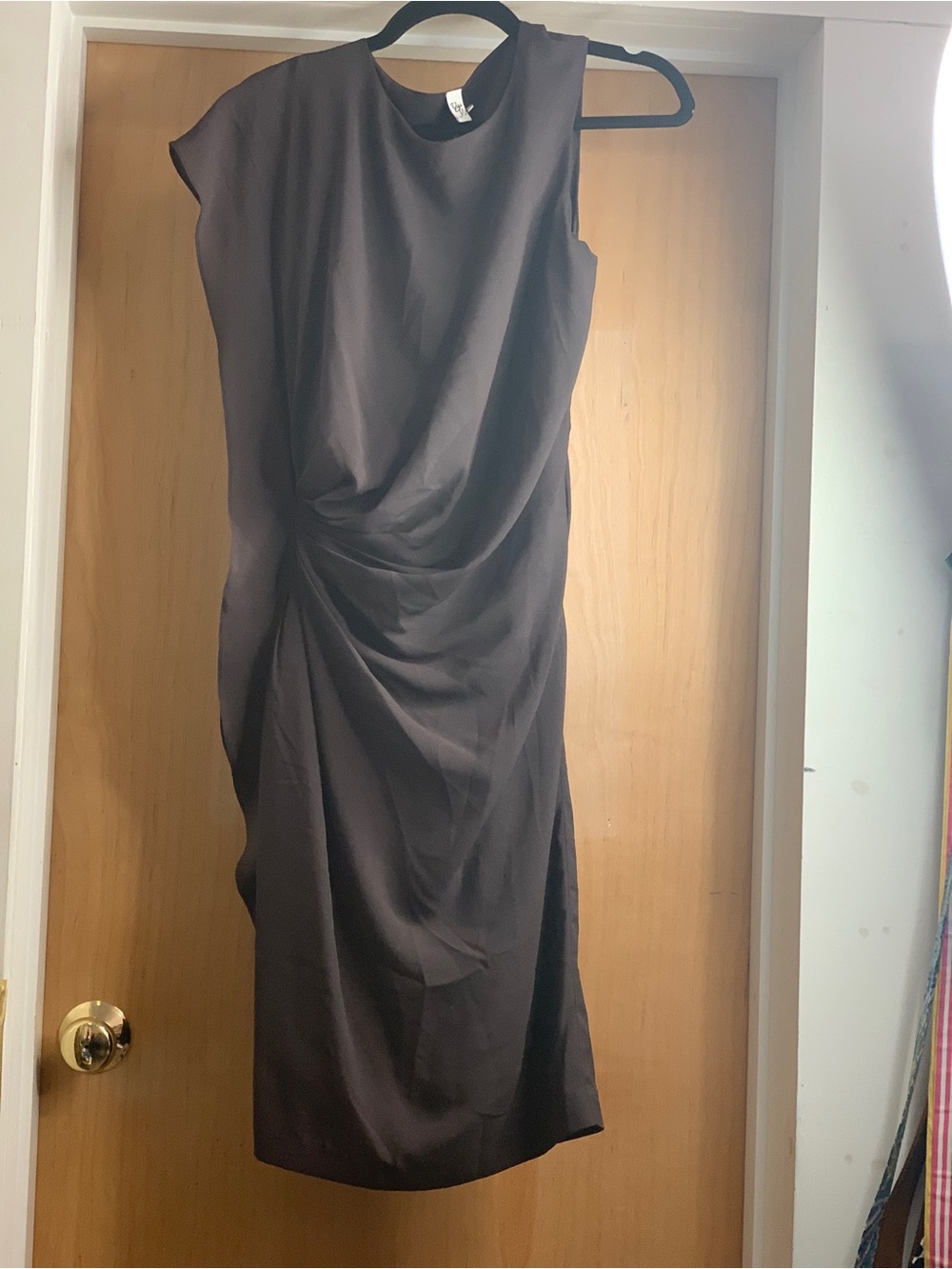 Very Elegant Brown Draped Sheath Dress -Size-4 Minimalist Glam